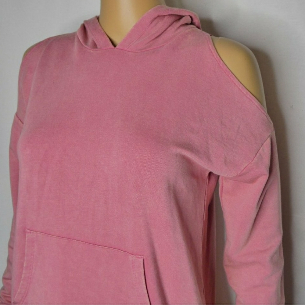 Girls Pink Cold Shoulder Hoodie